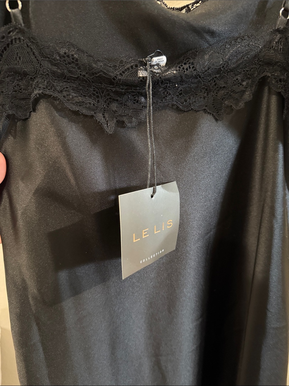 Le Lis Black Satin & Lace Slip Dress - Picture 4 of 7